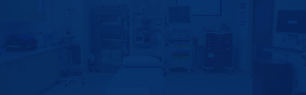 Medical room with blue color overlay.